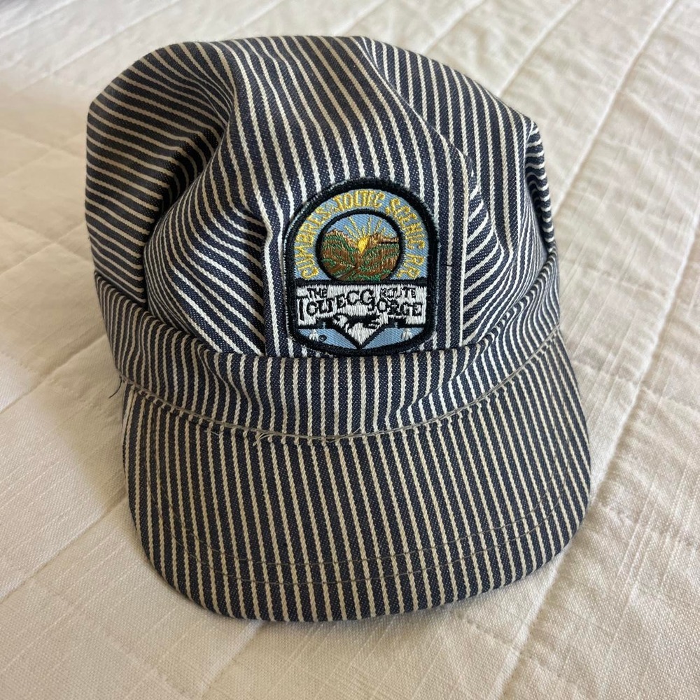 Vintage Railroad Engineer Hat | Hickory Stripe Cumbres & Toltec Cap | Workwear